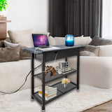 23X11.5X23" Narrow Side Table Night Stand USB Ports and Outlets for Small Spaces 10190