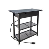 23X11.5X23" Narrow Side Table Night Stand USB Ports and Outlets for Small Spaces 10190