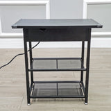 23X11.5X23" Narrow Side Table Night Stand USB Ports and Outlets for Small Spaces 10190