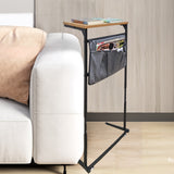 16X11.6X28-32" C Shaped Small Sofa Side Table w/ Storage Bag & Metal Frame 10191