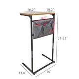 16X11.6X28-32" C Shaped Small Sofa Side Table w/ Storage Bag & Metal Frame 10191