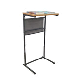16X11.6X28-32" C Shaped Small Sofa Side Table w/ Storage Bag & Metal Frame 10191