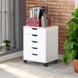 17X15X25" 5-Drawer Cabinet Nightstand BedsideTable Wheel Closet Office Organizer 10200