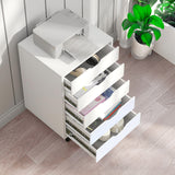17X15X25" 5-Drawer Cabinet Nightstand BedsideTable Wheel Closet Office Organizer 10200
