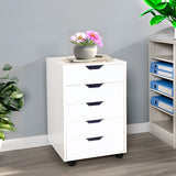 17X15X25" 5-Drawer Cabinet Nightstand BedsideTable Wheel Closet Office Organizer 10200