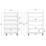 17X15X25" 5-Drawer Cabinet Nightstand BedsideTable Wheel Closet Office Organizer 10200
