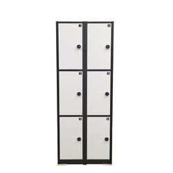 Secure RFID Lock Metal Cabinet Locker, 6 Slots Steel Storage Cabinet,White/Black 10238