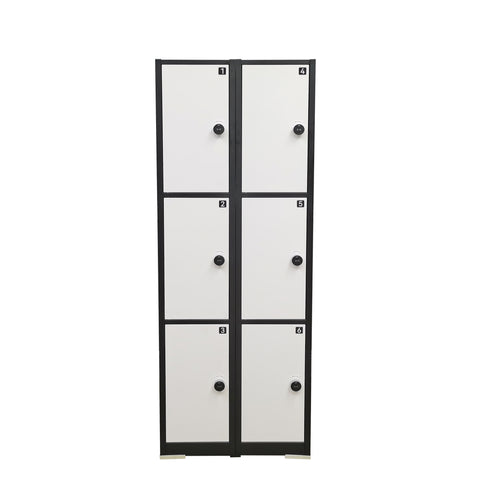 Secure RFID Lock Metal Cabinet Locker, 6 Slots Steel Storage Cabinet,White/Black 10238
