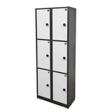 Secure RFID Lock Metal Cabinet Locker, 6 Slots Steel Storage Cabinet,White/Black 10238