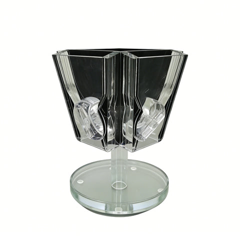 4 Side Pill Dispenser Clear Acrylic Rotating Medication Organizer 6x6x8 10259
