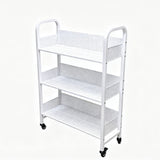30  3-Tier White Metal Rolling Book Cart Library Book Truck 300LB Capacity 10264