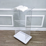 Clear Acrylic Podium Pulpit Lectern 23X16X46.3" with Engineered Wood (MDF) Base 102702