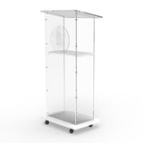Clear Acrylic Podium Pulpit Lectern 23X16X46.3" CrossPrayerHand MDF Base 102702+12152