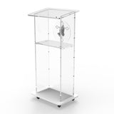 Clear Acrylic Podium Pulpit Lectern 23X16X46.3" CrossPrayerHand MDF Base 102702+12152
