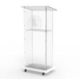 Clear Acrylic Podium Pulpit Lectern 23X16X46.3" CrossPrayerHand MDF Base 102702+12152