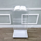Clear Acrylic Podium Pulpit Lectern 23X16X46.3" Wood (MDF) Base Custom Logo 102702+15901-12“-COLOR