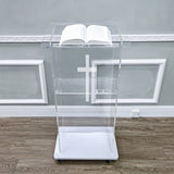 Clear Acrylic Podium Pulpit Lectern 23X16X46.3" Cross Engineered Wood (MDF) Base 102702+1803CROSS