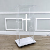 Clear Acrylic Podium Pulpit Lectern 23X16X46.3" Cross Engineered Wood (MDF) Base 102702+1803CROSS