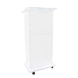 Clear Acrylic Podium Pulpit Lectern 23X16X46.3" with Engineered Wood (MDF) Base 102702