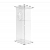 Clear Acrylic Lucite Podium Pulpit Lectern 43 Tall with Prayer Hand and Cross