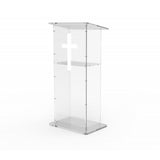 Clear Acrylic Lucite Podium Pulpit Lectern 43 Tall with White Cross