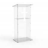Clear Acrylic Lucite Podium Pulpit Lectern 43 Tall with White Cross