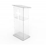 Clear Acrylic Lucite Podium Pulpit Lectern 43 Tall with White Cross