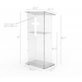 Clear Acrylic Lucite Podium Pulpit Lectern 43 Tall with White Cross