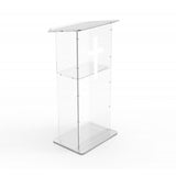 Clear Acrylic Lucite Podium Pulpit Lectern 43 Tall with White Cross