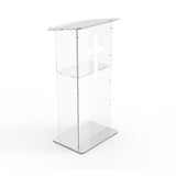 Clear Acrylic Lucite Podium Pulpit Lectern 43 Tall with White Cross