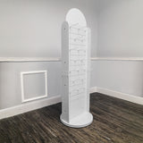 2-Sided Pegwall Spin Floor Rack Display Wood Merchandiser 32 Peg Hooks 18X18X66