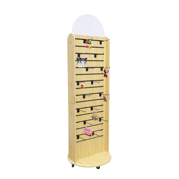 Double Sided Slatwall Display 20.5X20.5X68" Wood Floor Standing Rack 32 Hooks 10309-NEW