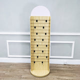 Double Sided Slatwall Rotating Display Wood Floor Standing Rack New Model