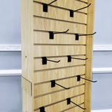 Double Sided Slatwall Rotating Display Wood Floor Standing Rack New Model