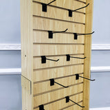 Double Sided Slatwall Rotating Display Wood Floor Standing Rack New Model
