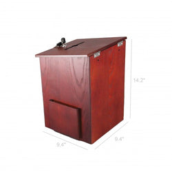 FixtureDisplays? Box, Collection Donation Charity, Suggestion, Fund-raising, Red Mahogany MDF, 15w x 12-3/4h x 3-5/16d, 1040-85-RM