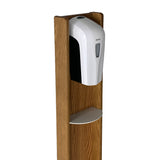 Mallet Gel Hand Sanitizer Dispenser on Wooden Floor Stand, with Drip Catcher