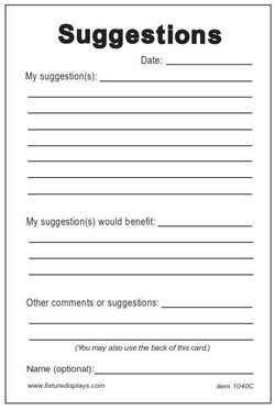 Cards, Suggestion Guest and Employee 25pk 1040C