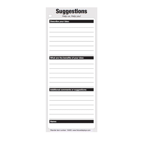 Cards, Suggestion Guest and Employee 25pk 1040D