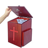 Wood Church Collection Tithing Donation Fundraising Prayer Box Red Cross 1040S+16053