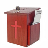 Wood Church Collection Tithing Donation Fundraising Prayer Box Red Cross 1040S+16053