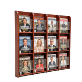 39.5  Wall Mounted Magazine Rack 12 Slot Wood Acrylic Literature Display 104383
