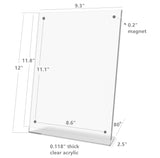 FixtureDisplays® Clear Acrylic Picture Frame, Plexiglass Desktop Sign Holder, Photo Display, Magnetic Closure 8.5X11" & 11X8.5" 10770