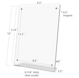 FixtureDisplays? Clear Acrylic Picture Frame, Plexiglass Desktop Sign Holder, Photo Display, Magnetic Closure 8.5X11 & 11X8.5 10770