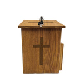 Box, Church Collection Donation Charity w/ Cross 7.5W x 7.5H x 9-7/8 D 10885