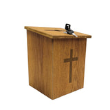 Box, Church Collection Donation Charity w/ Cross 7.5W x 7.5H x 9-7/8 D 10885