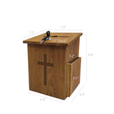 Box, Church Collection Donation Charity w/ Cross 7.5W x 7.5H x 9-7/8 D 10885