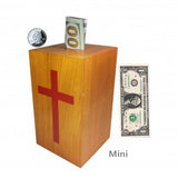 Box, Wood Collection Donation Church Offering Coin Collection Fundraising w/ verse 10886