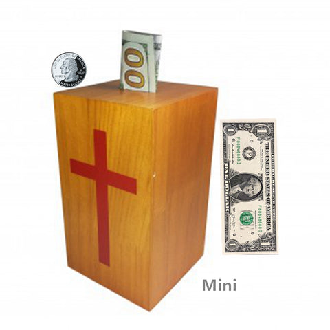 Box, Wood Collection Donation Church Offering Coin Collection Fundraising w/ verse 10886