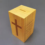 Small 4X4X7“ Solid Wood Donation Box, Coin Collection Box Kids Tithese Offering 10887